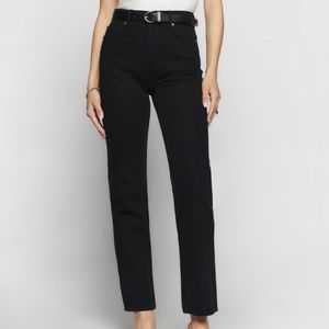 REFORMATION CYNTHIA HIGH RISE STRIAIGHT JEAN IN SEATTLE WASH, SIZE 24.